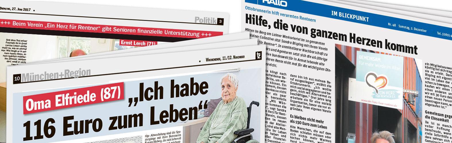 Zeitungsartikel, die über Altersarmut berichten