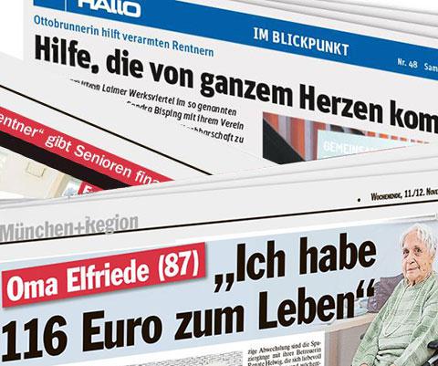 Zeitungsartikel, die über Altersarmut berichten
